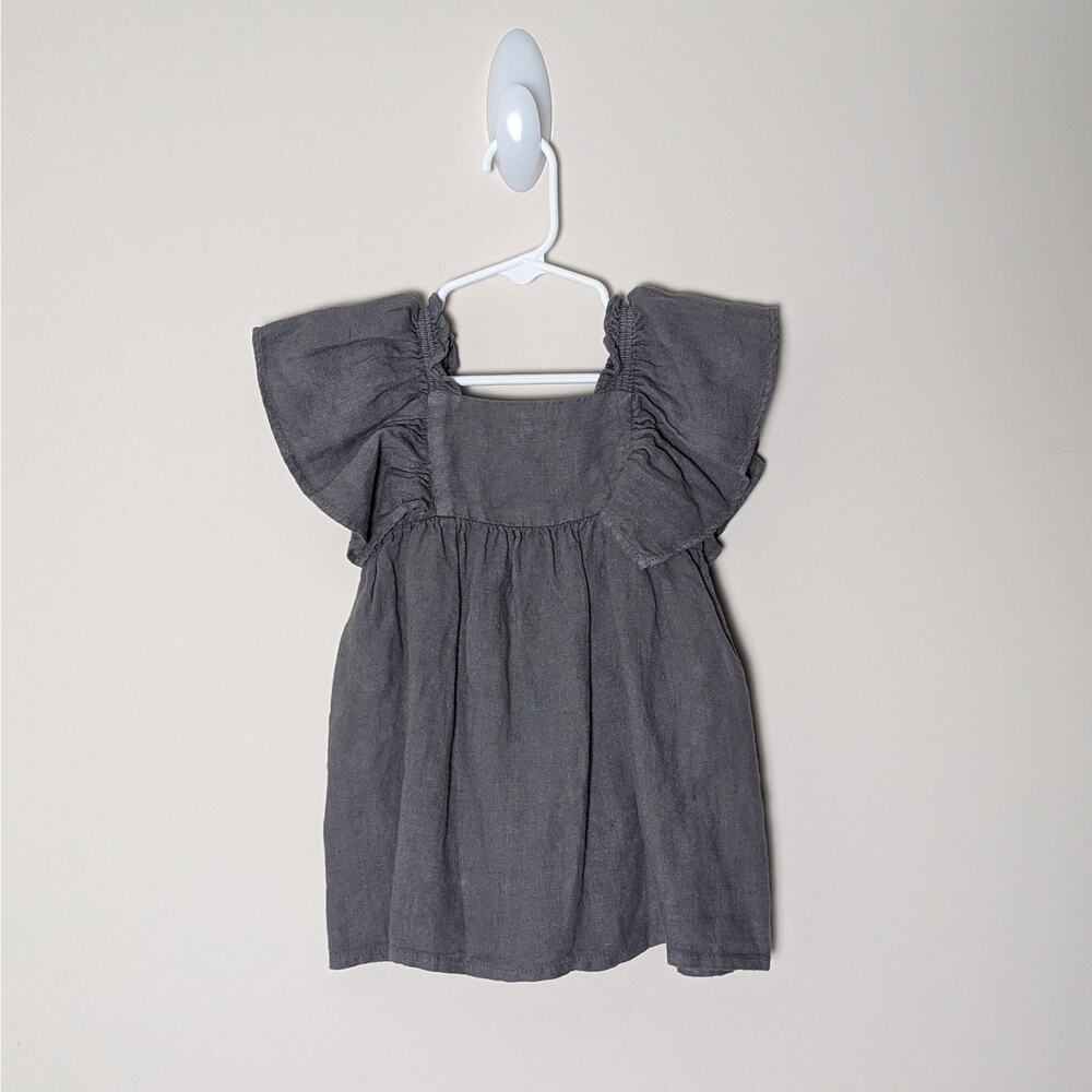 NWT Zara Gray Ruffled Linen Dress Size 12/18m